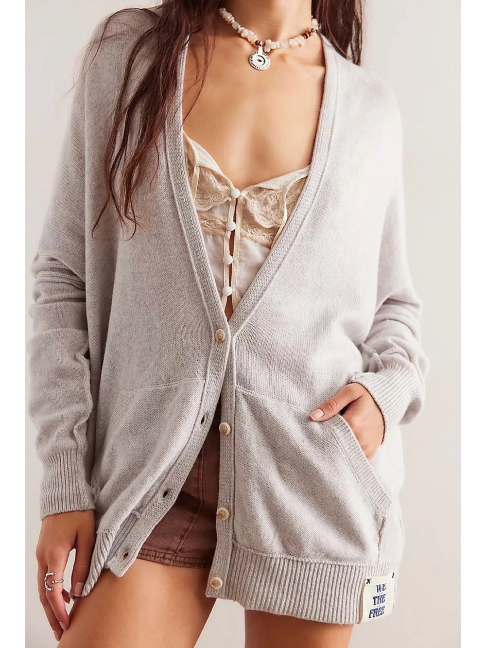 We The Free Essential Cardigan in Mercury Combo